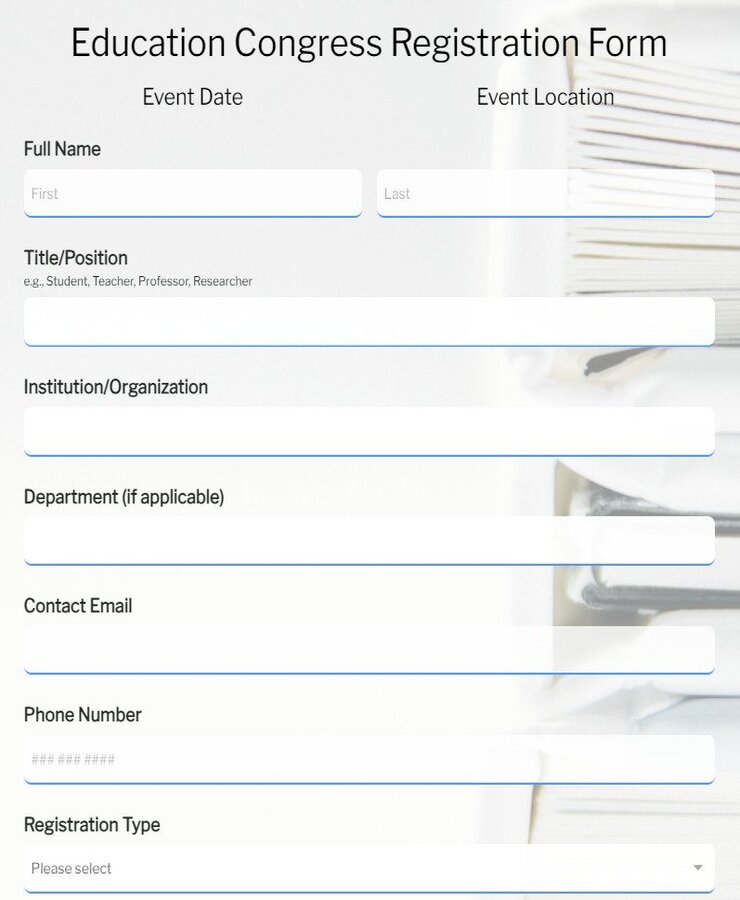 education congress registration form