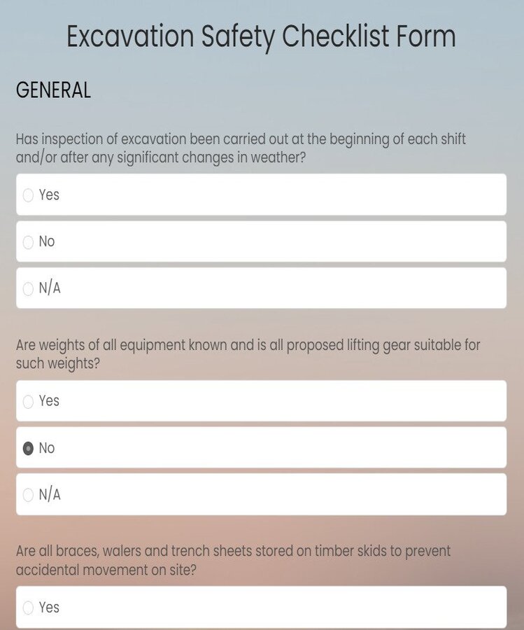 excavation safety checklist form