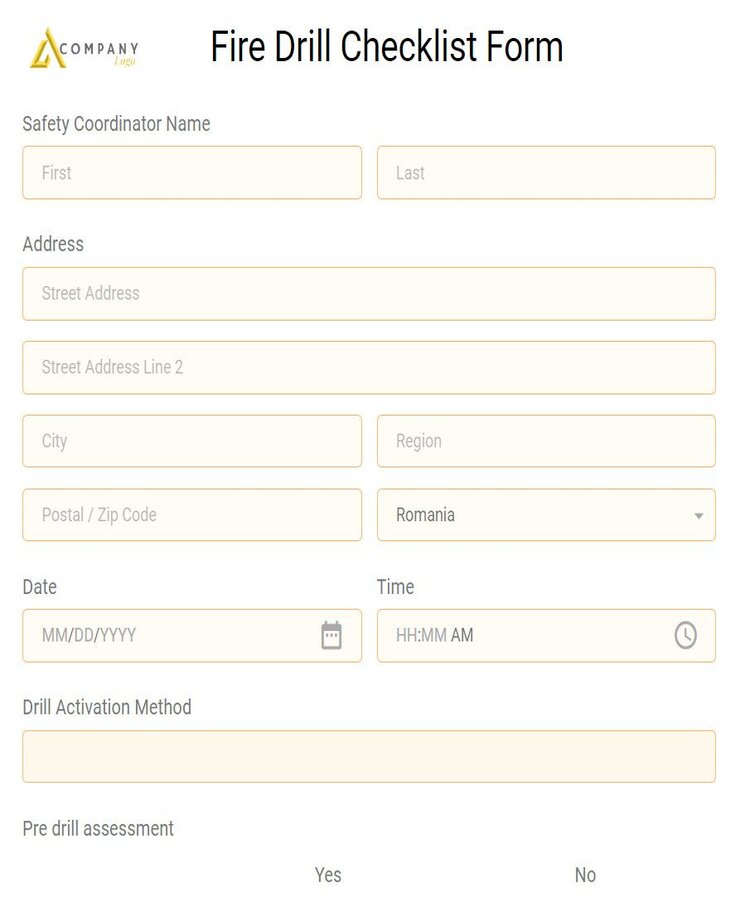 fire drill checklist form