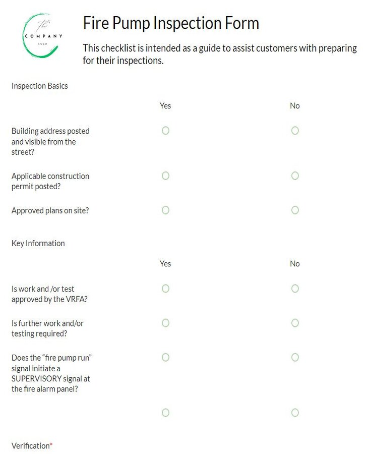 fire pump inspection form