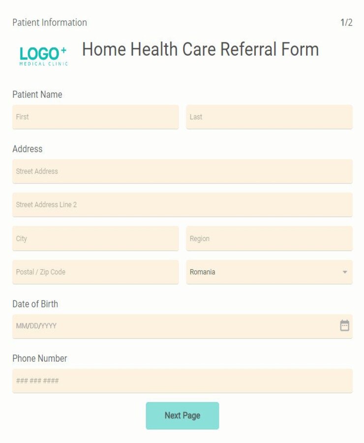 home health care referral form
