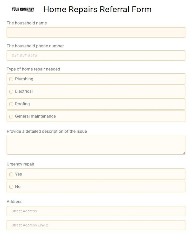 home repairs referral form