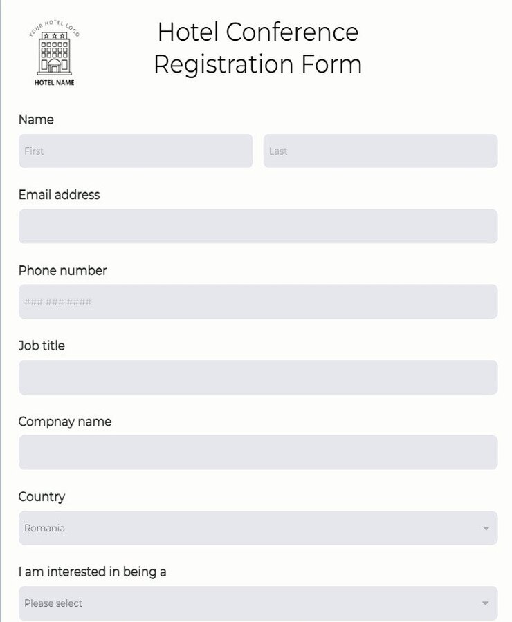 hotel conference registration form