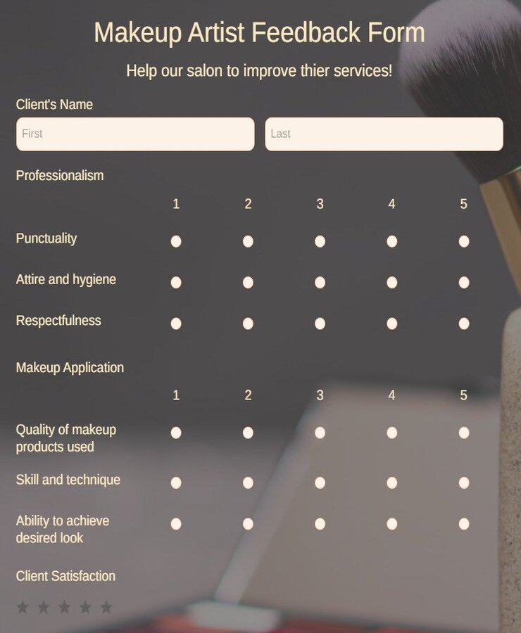 makeup artist feedback form