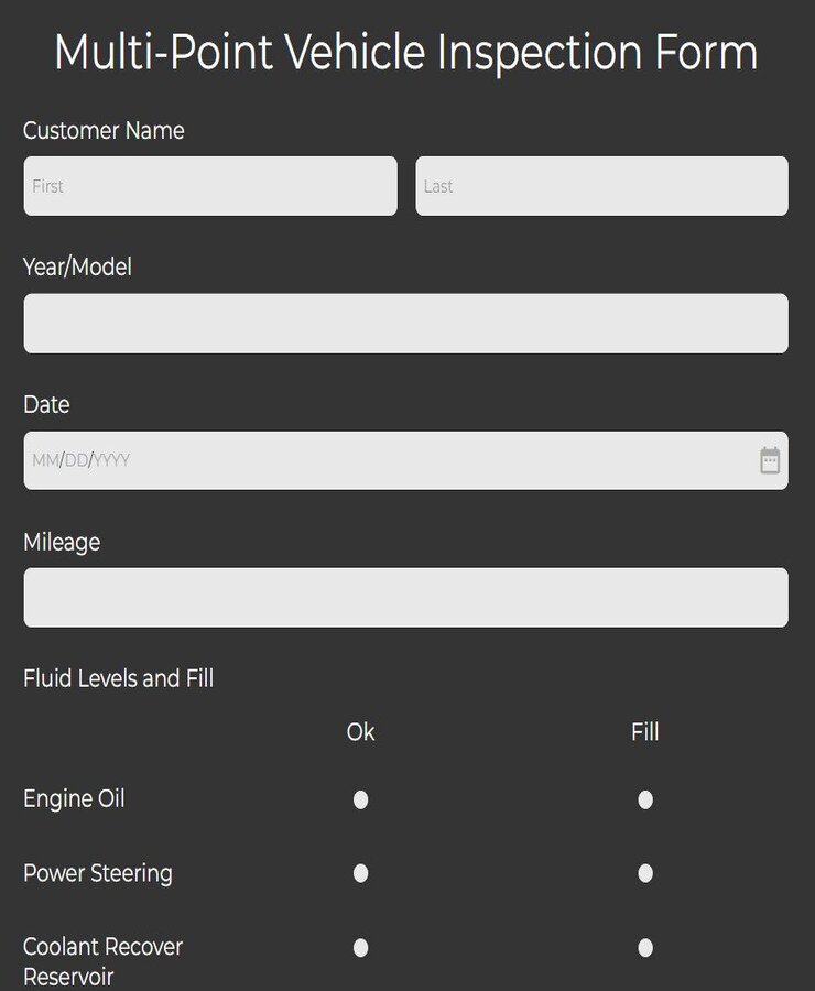 multi point vehicle inspection form