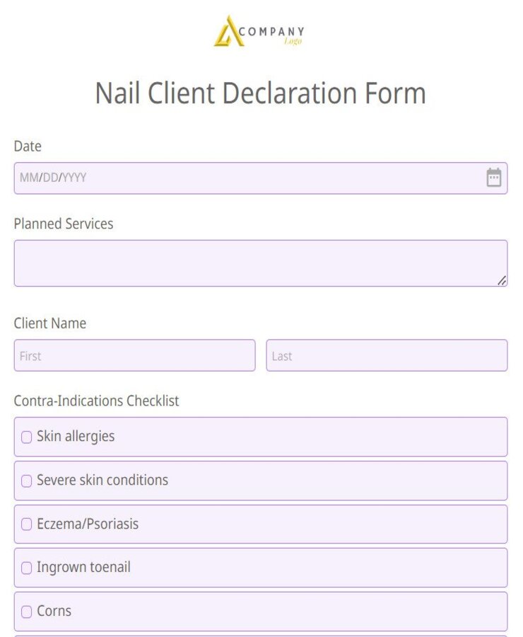 nail client declaration form