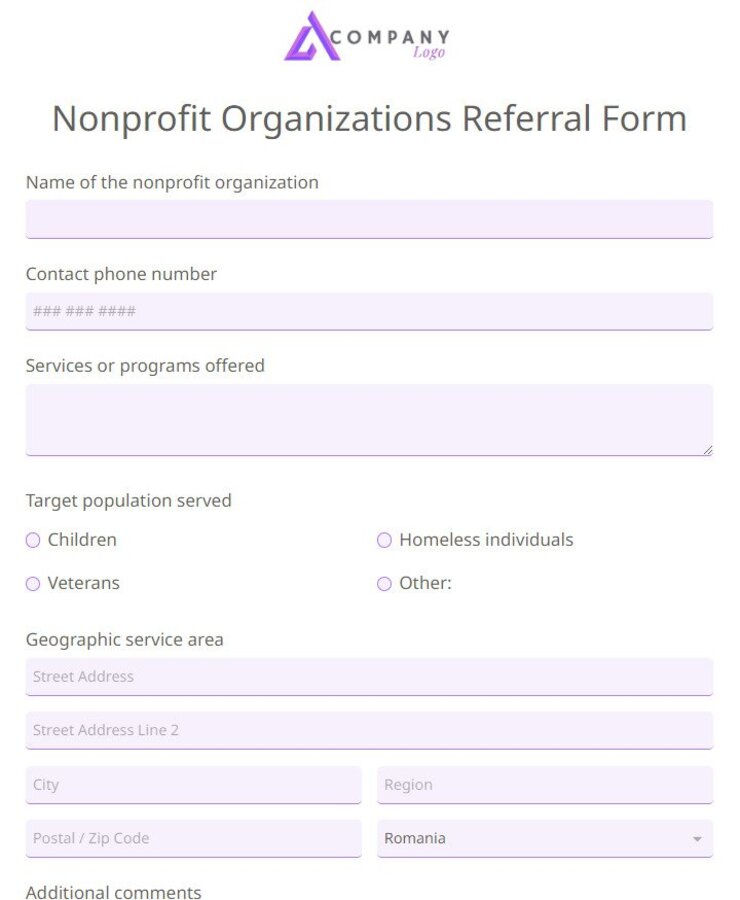 nonprofit organizations referral form