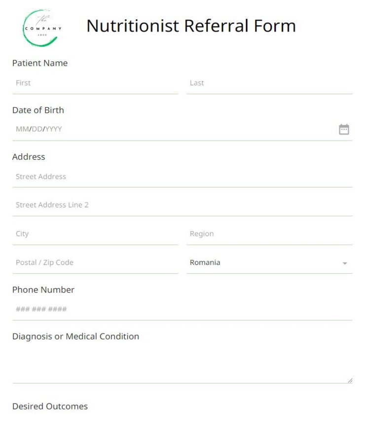 nutritionist referral form