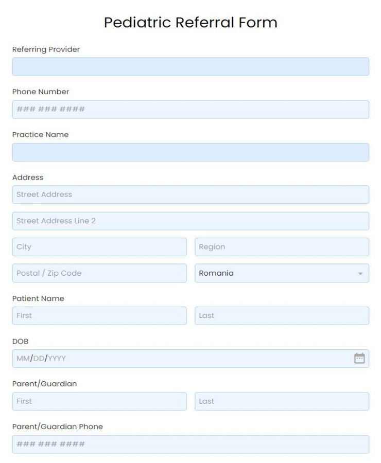 pediatric referral form
