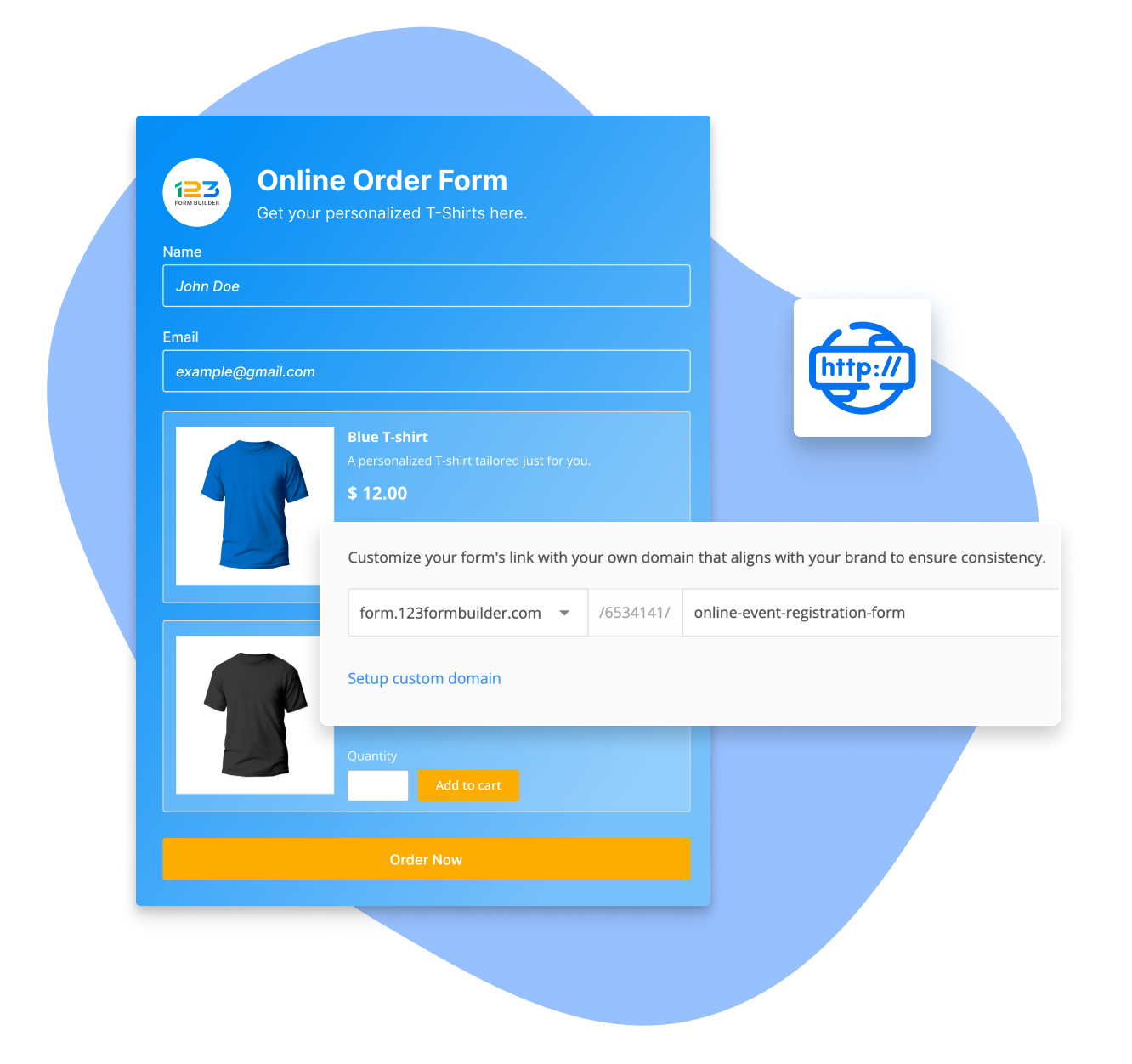 Image with a 123FormBuilder Order Form Template with custom domain settings