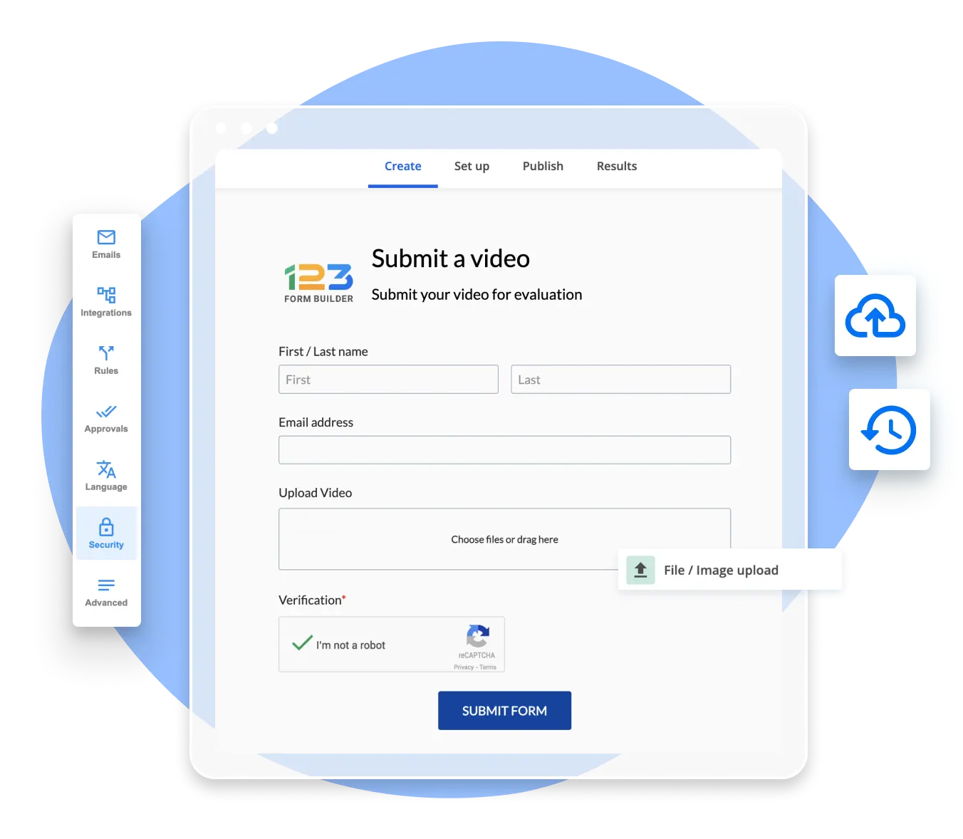 Image showing a Submit a Video form template with file upload features