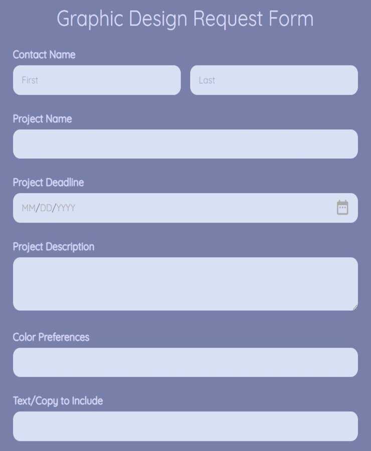 graphic design request form