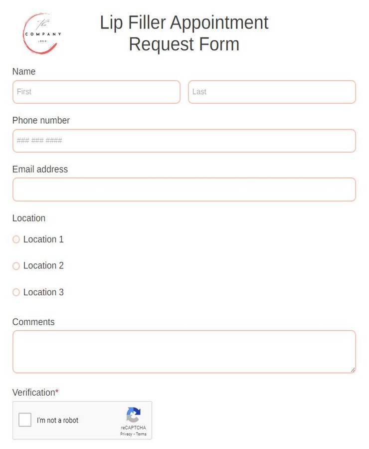 lip filler appointment request form