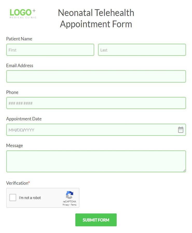 neonatal telehealth appointment form