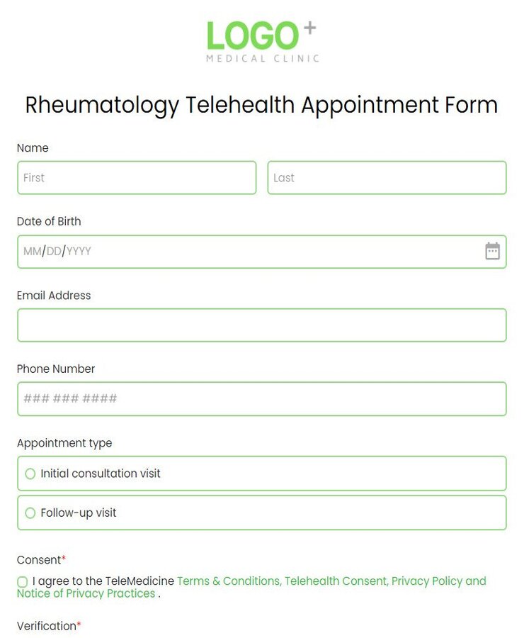 rheumatology telehealth appointment form