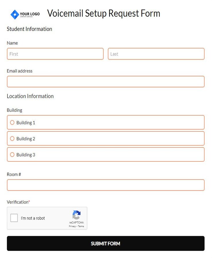 voicemail setup request form