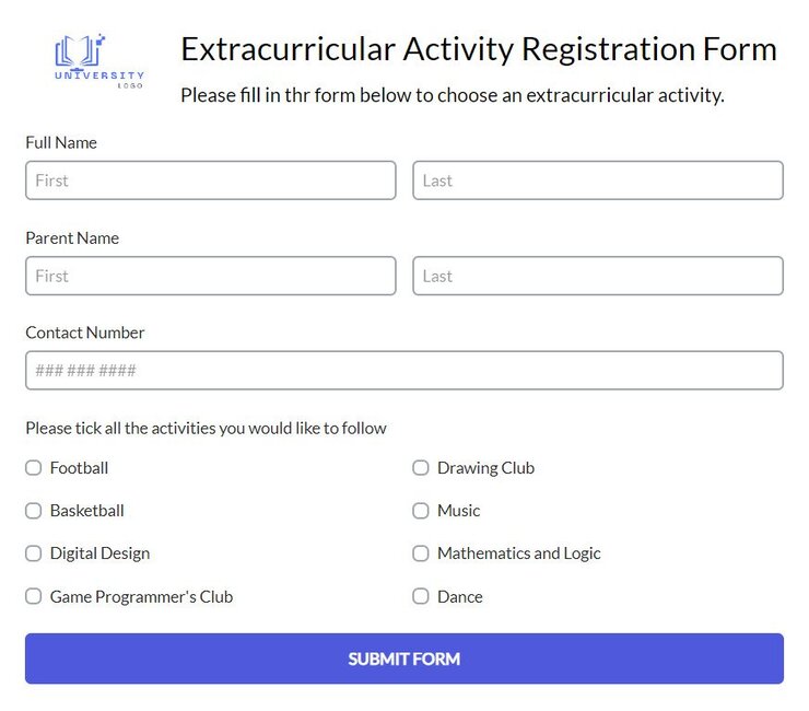 extracurricular activity registration form