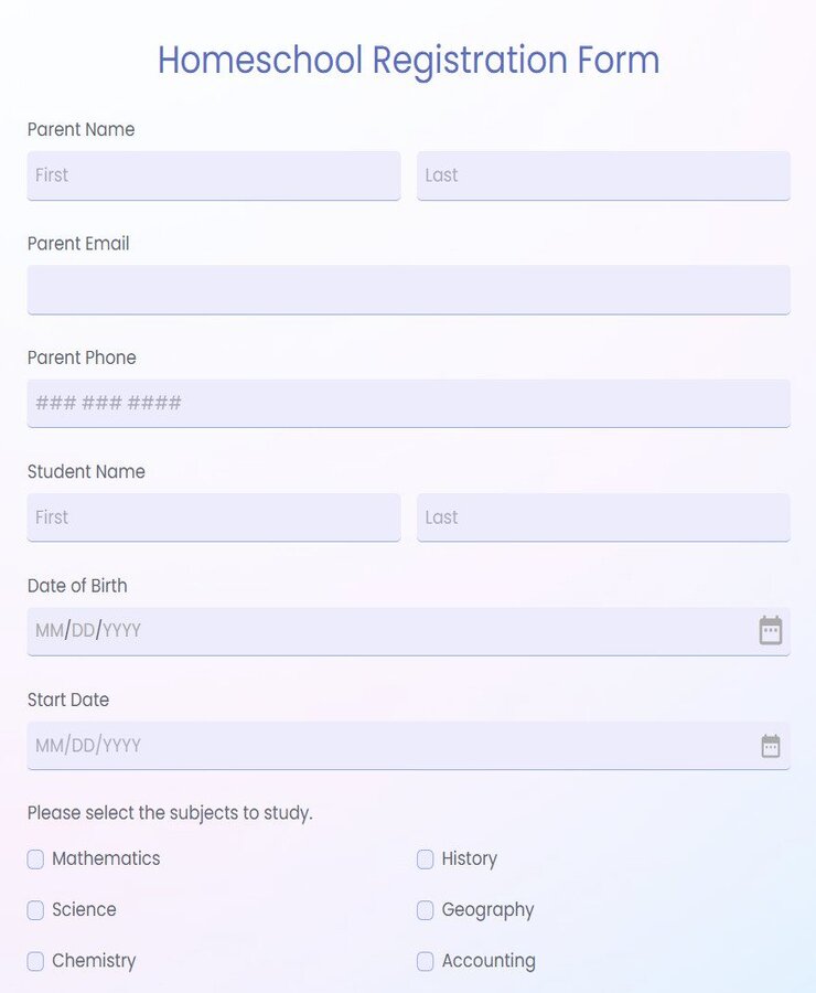 homeschool registration form