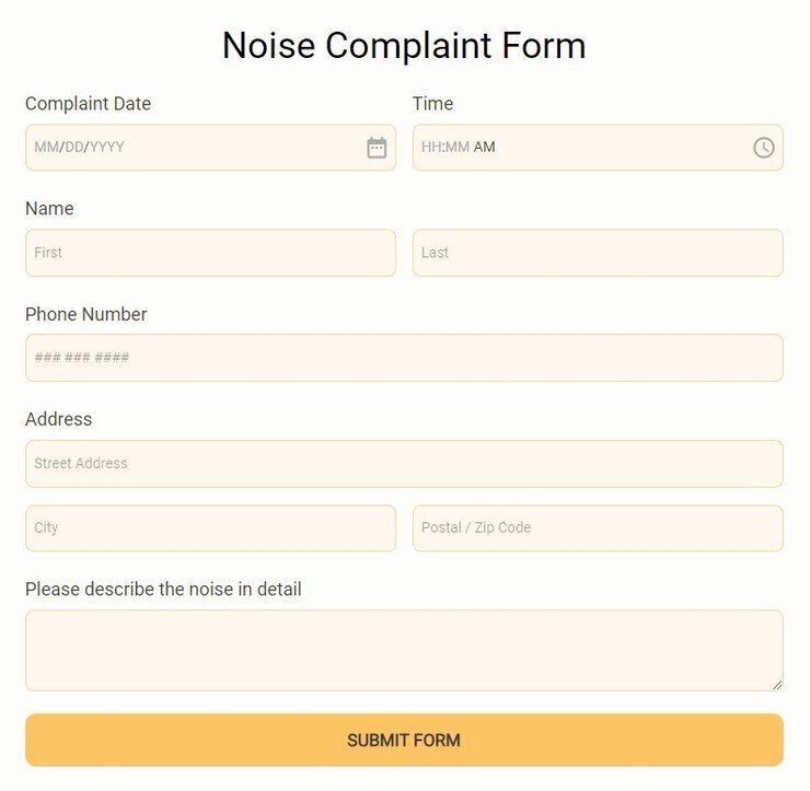 noise complaint form