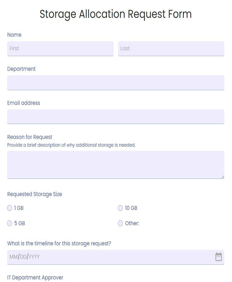 storage allocation request form