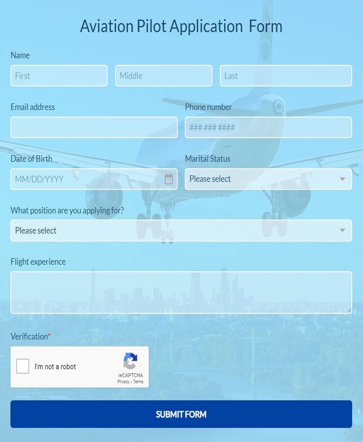 aviation pilot job application form