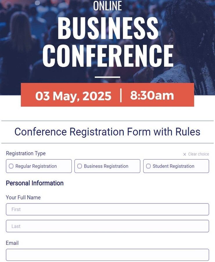 conference registration form with rules
