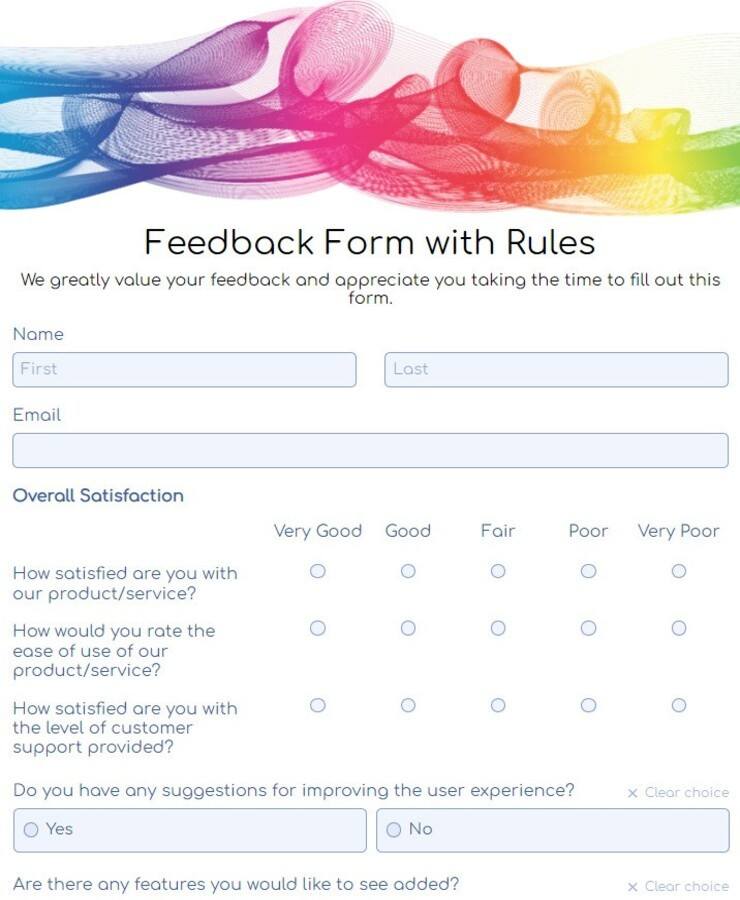 feedback form with rules