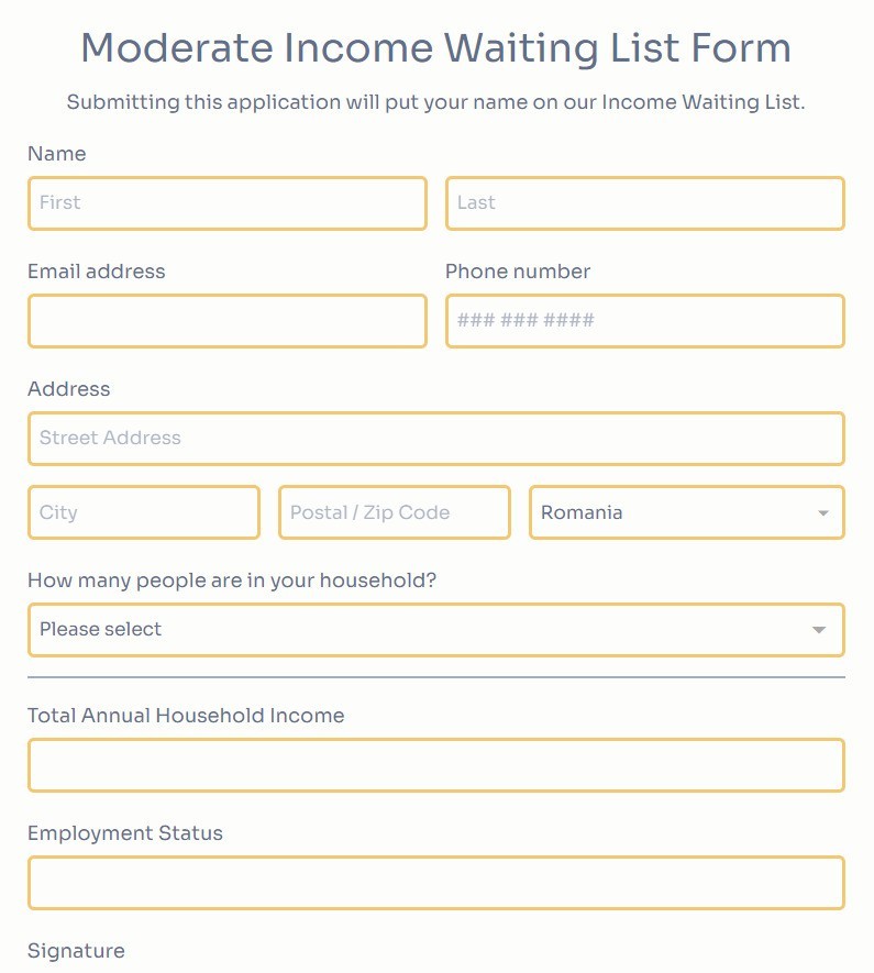 moderate income waiting list form