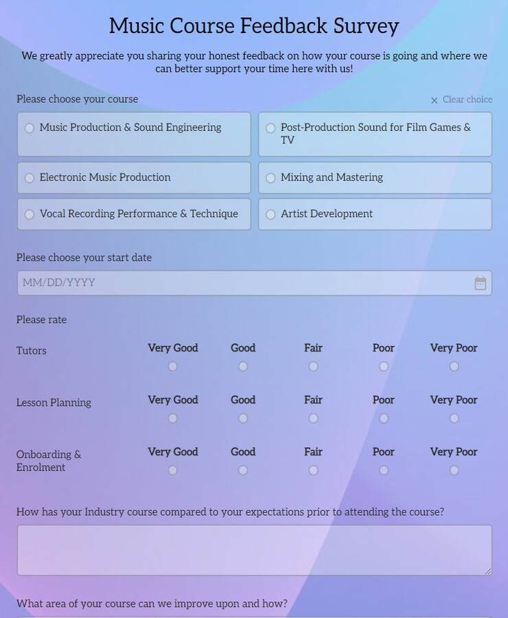 music course feedback survey