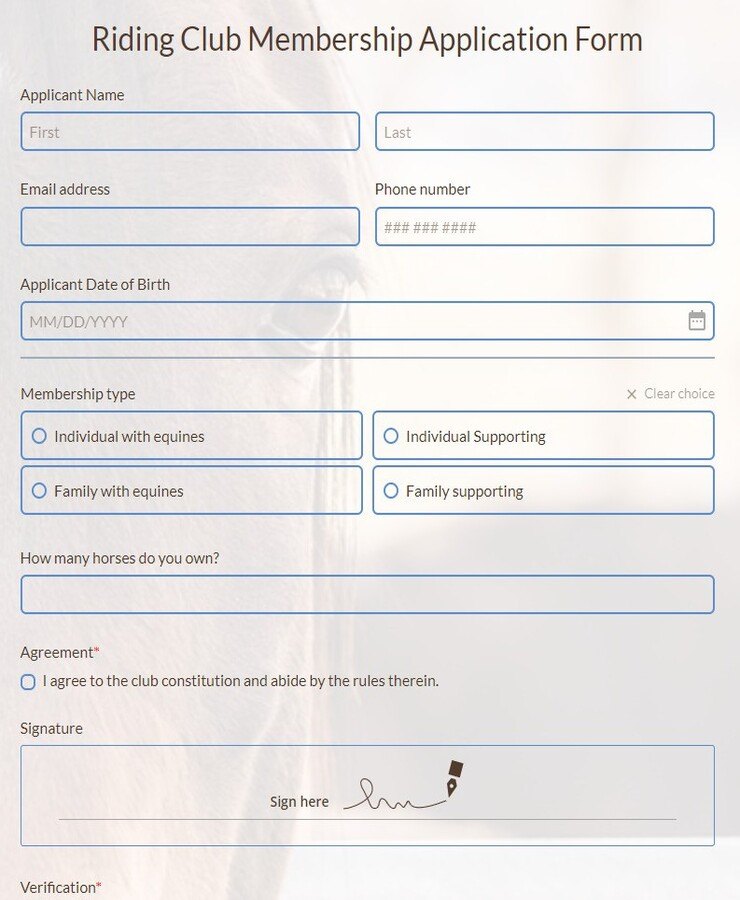 riding club membership application form