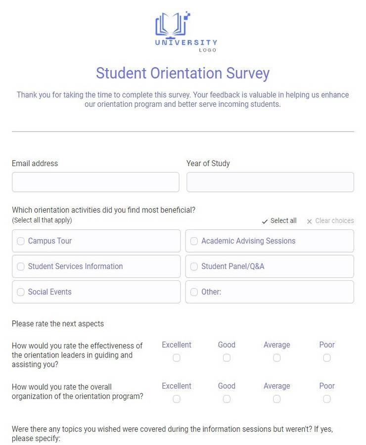 student orientation survey