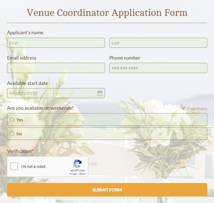 venue coordinator application form
