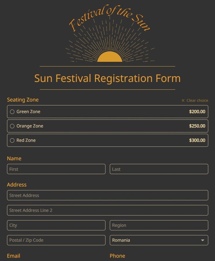 sun festival registration form