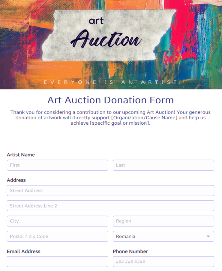 Art Auction Donation Form
