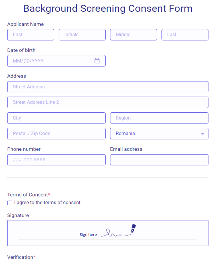 Background Screening Consent Form