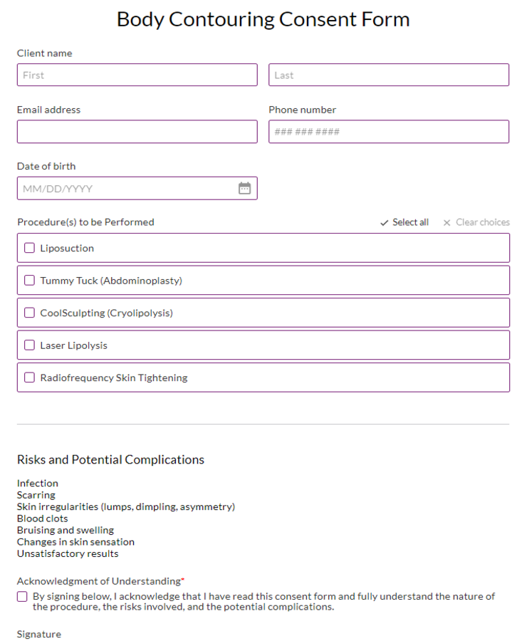 Body Contouring Consent Form