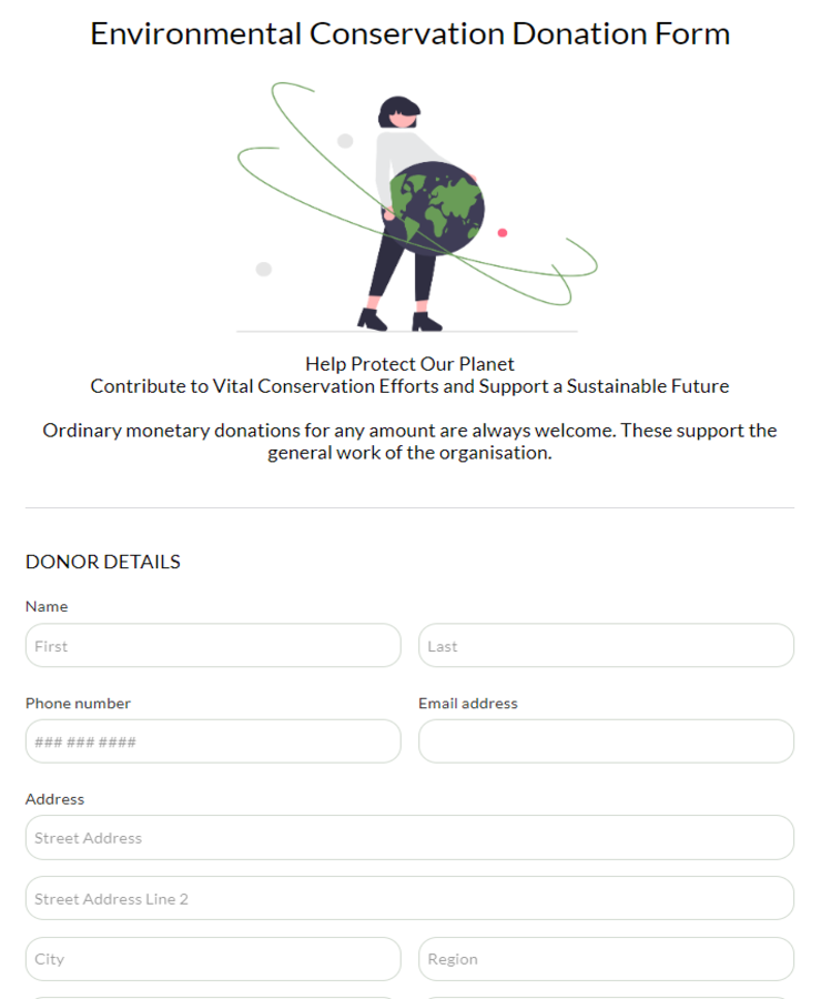 Environmental Conservation Donation Form