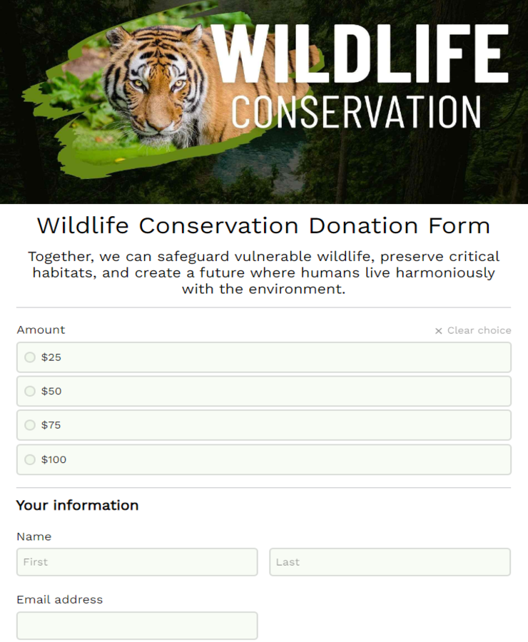 Wildlife Conservation Donation Form