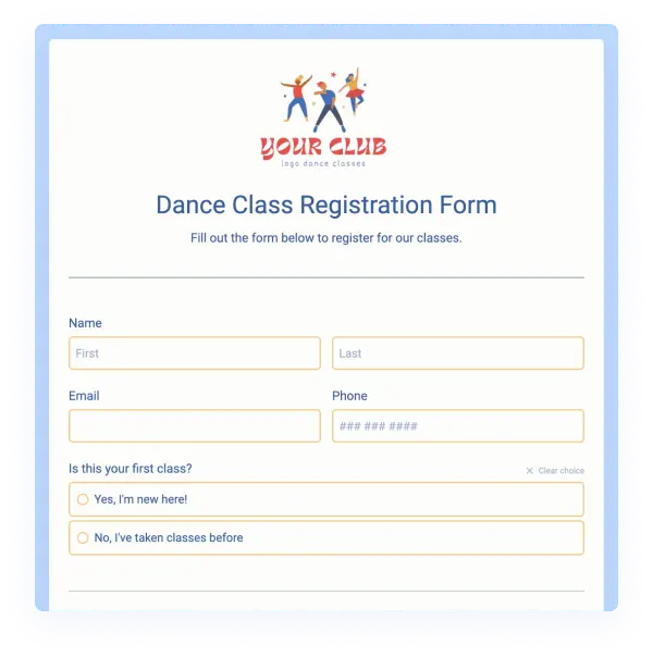 Dance Class Registration