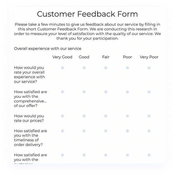 Customer Feedback Form